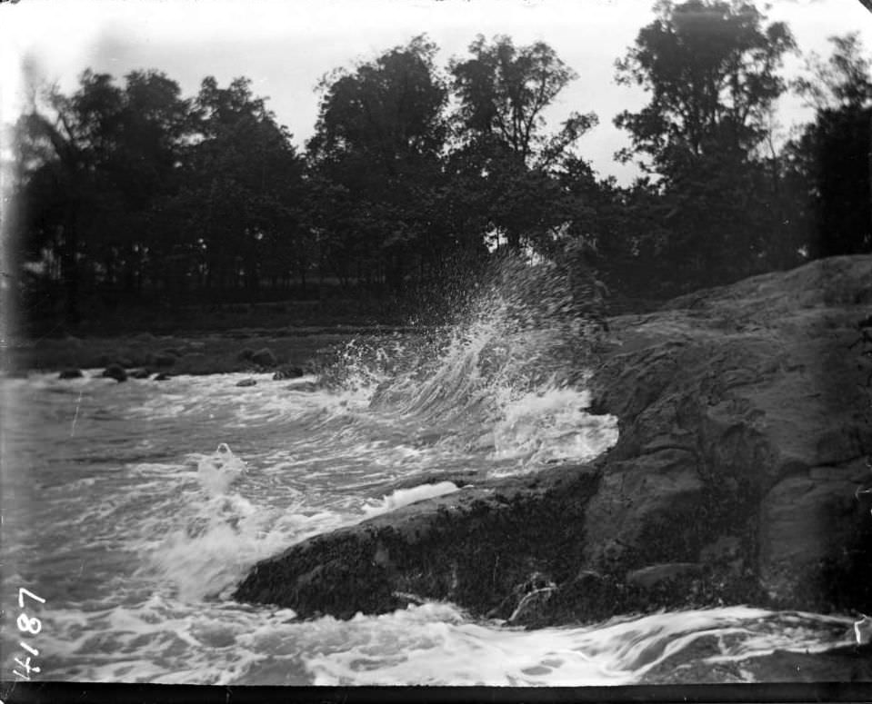 Waves And Rocky Coastline, Orchard Beach, Bronx, 1907.