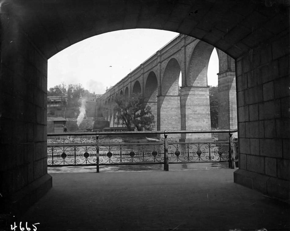 View Of High Bridge And The Harlem River From Below An Arch, New York City, 1900.