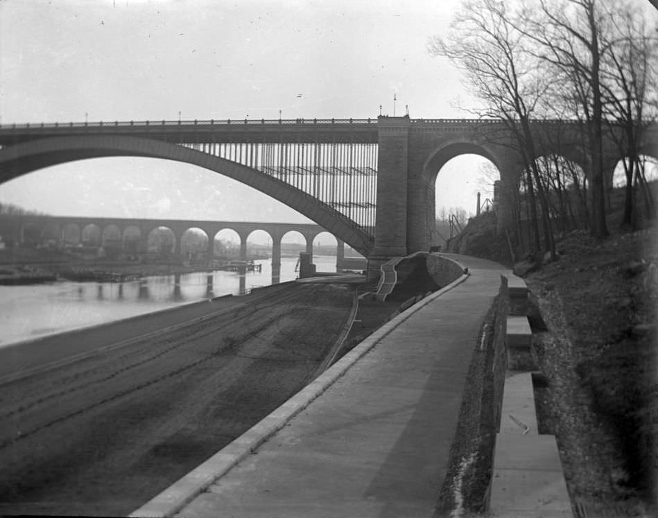 Speedway And The Harlem River, New York City, 1900, With Washington Bridge And High Bridge Beyond.