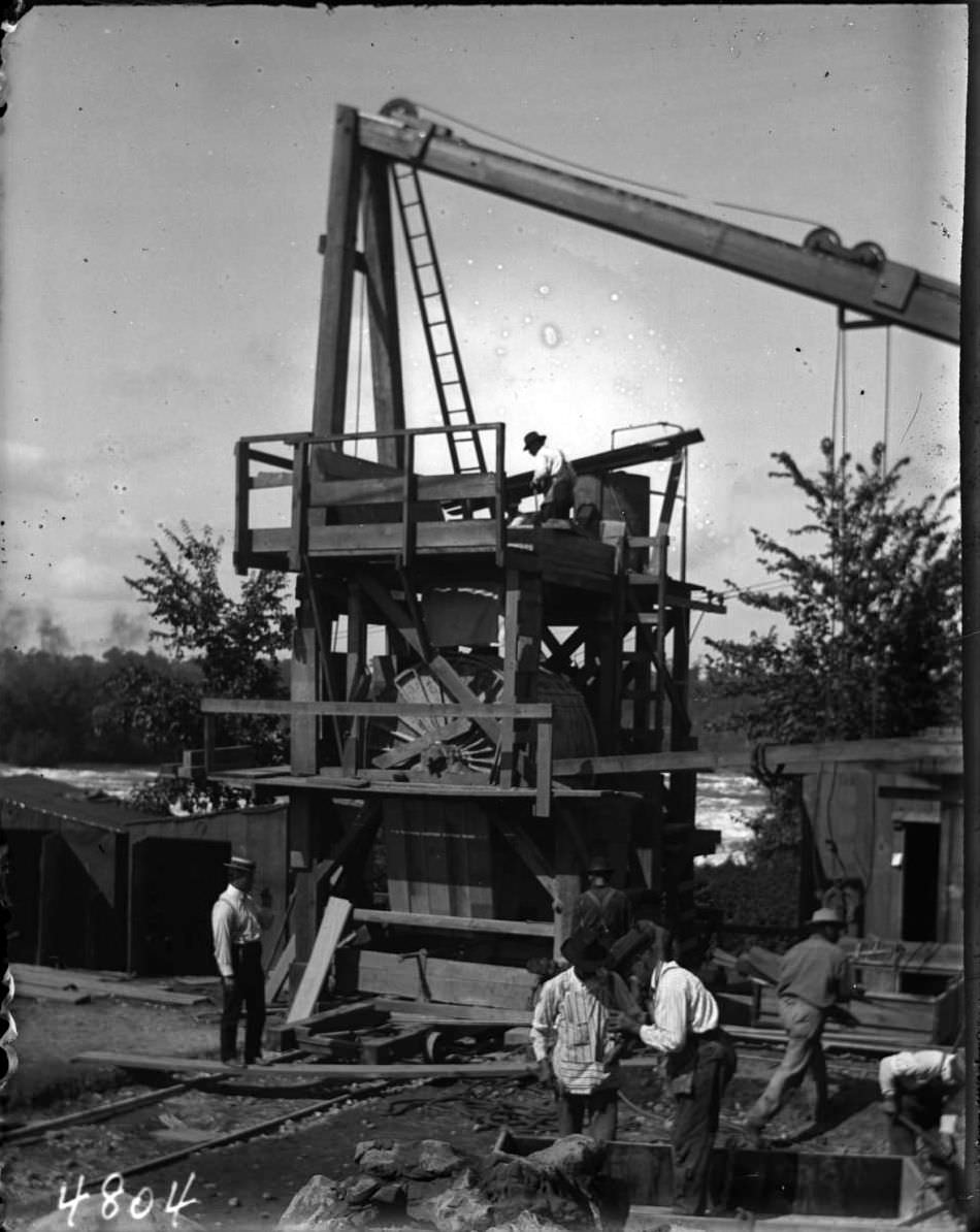 Equipment For Constructing The New Concrete Bridge Over The Hutchinson River To Pelham Bay Park, Bronx, 1900.