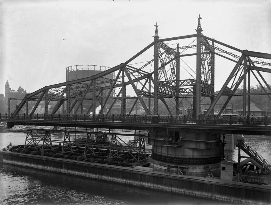 Macombs Dam Bridge In The Open Position, Harlem River, New York City, 1910S.