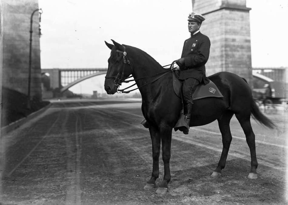 Mounted Police Officer Fitzgerald On The Speedway Under High Bridge, 1911.