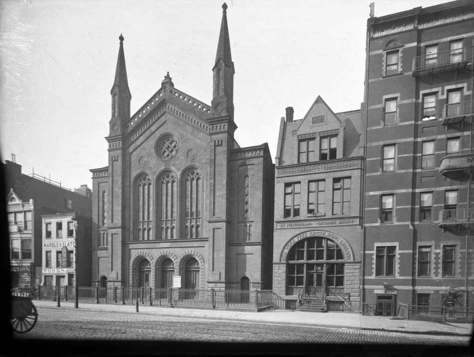 The Central Baptist Church And The George Bruce Branch Of The New York Free Circulating Library, New York City, 1890S.