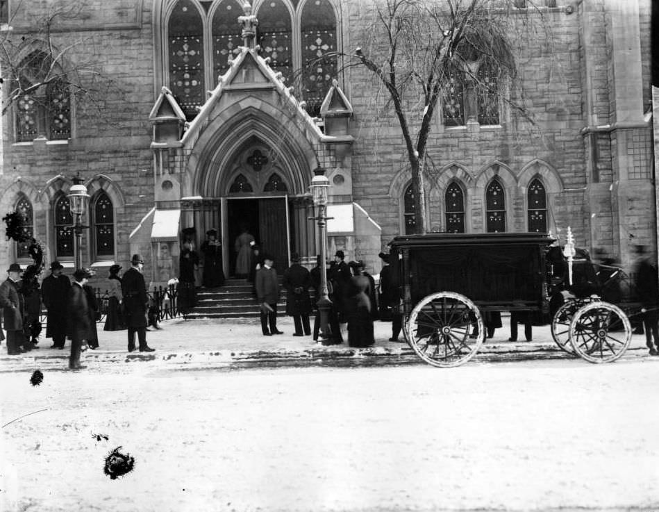 Entrance To The Bloomingdale Reformed Dutch Church, West 68Th Street And Broadway, With Snow, New York City.