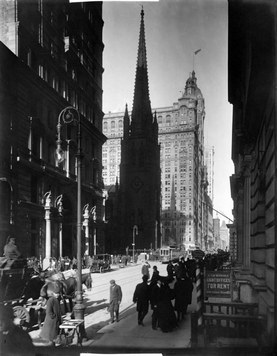 Trinity Church, Seen From Broadway, Looking North.