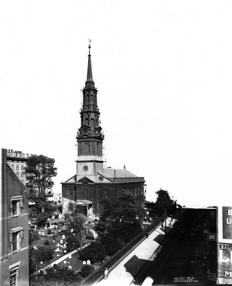 St. Paul'S Chapel And St. Paul'S Churchyard, Viewed From The Southwest, 1904.