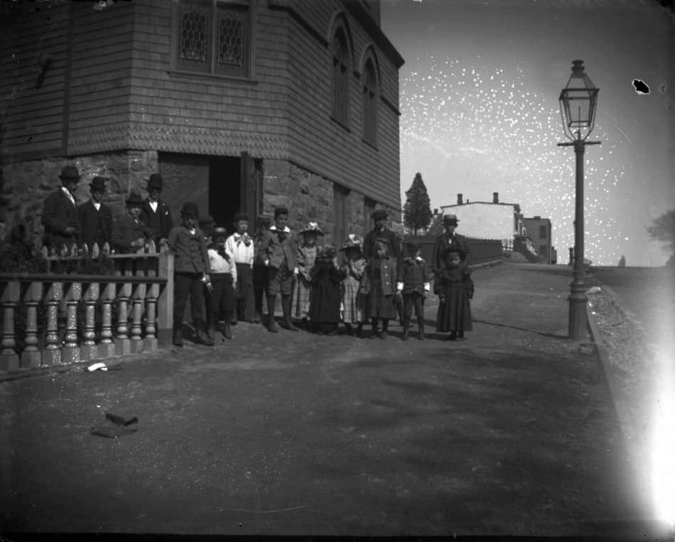 Group Of Parishioners Outside A Church, Bronx, 1900S.
