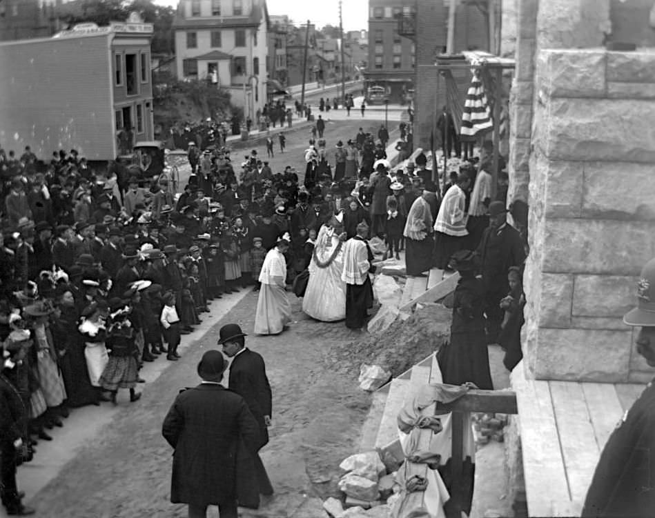 Procession To The Makeshift Altar For The Laying Of The Cornerstone For St. Joseph'S Catholic Church, Bronx