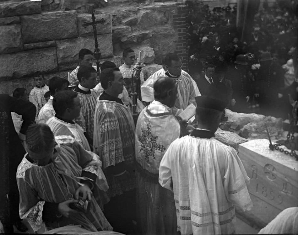 People Praying During The Laying Of The Cornerstone For St. Joseph'S Catholic Church, Bronx