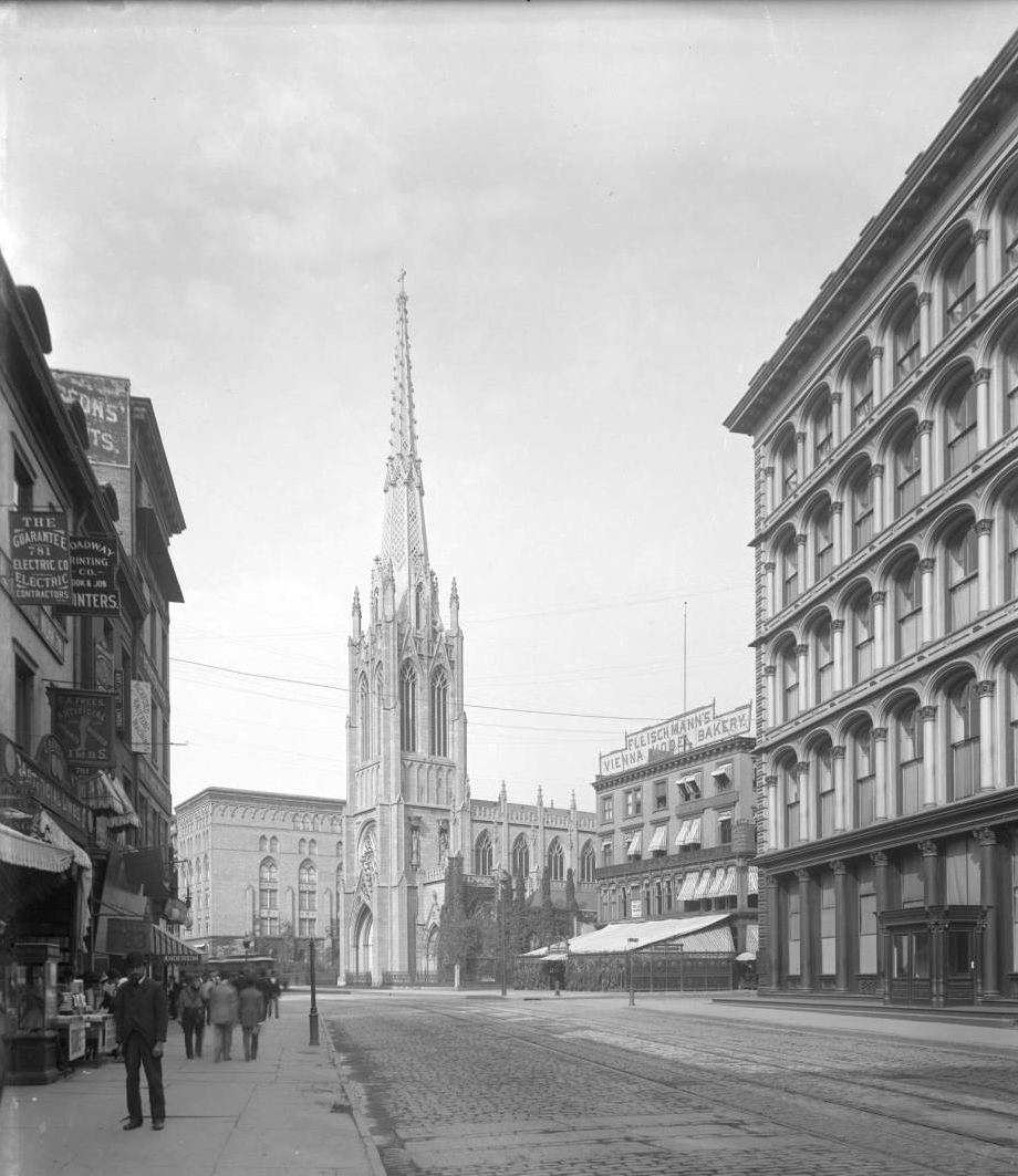 Grace Church And Fleischmann'S Vienna Model Bakery, Seen From Broadway And E. 9Th Street, New York City, 1893.
