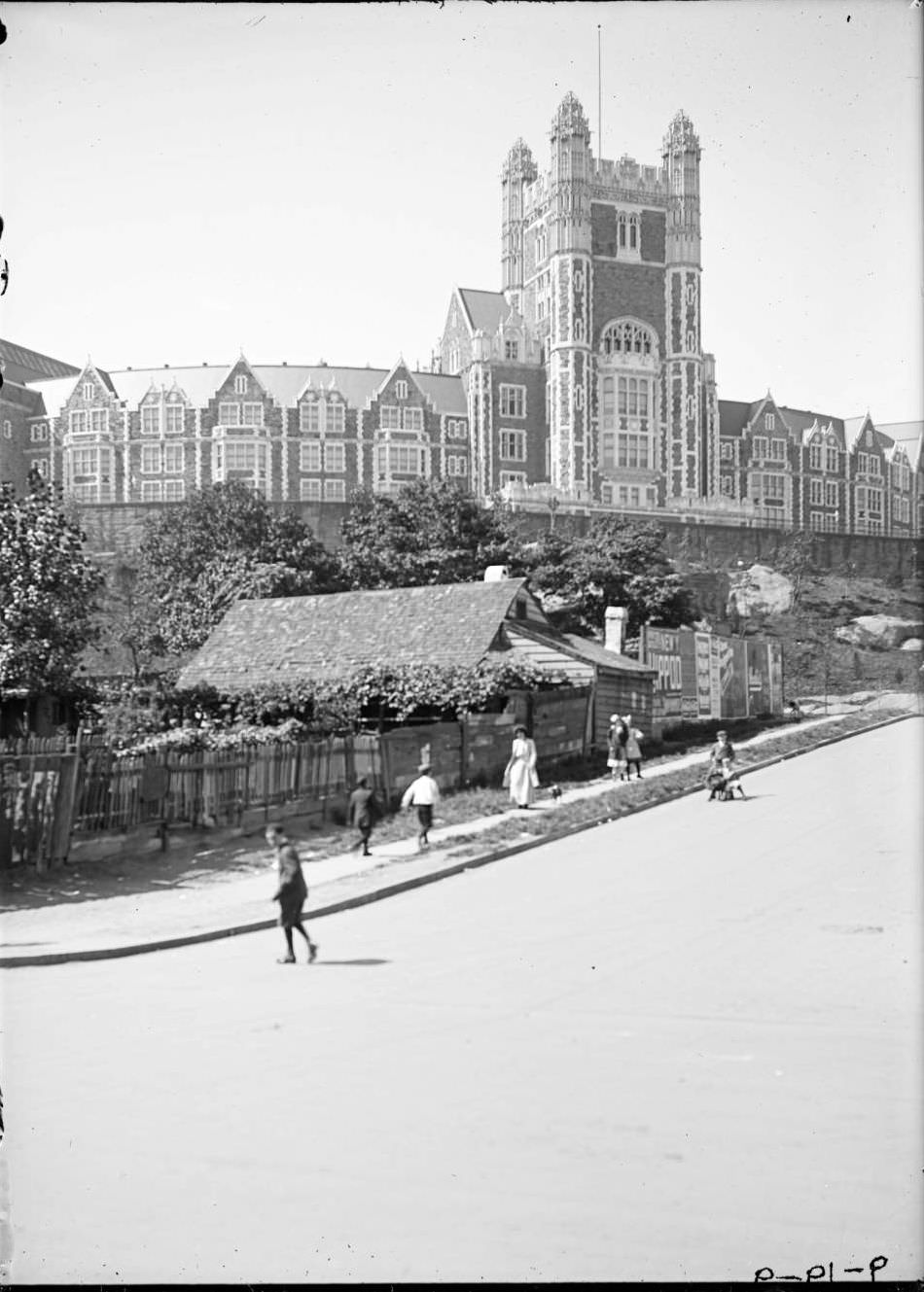 City College, And Old Wooden House Below On Convent Avenue, 1909.