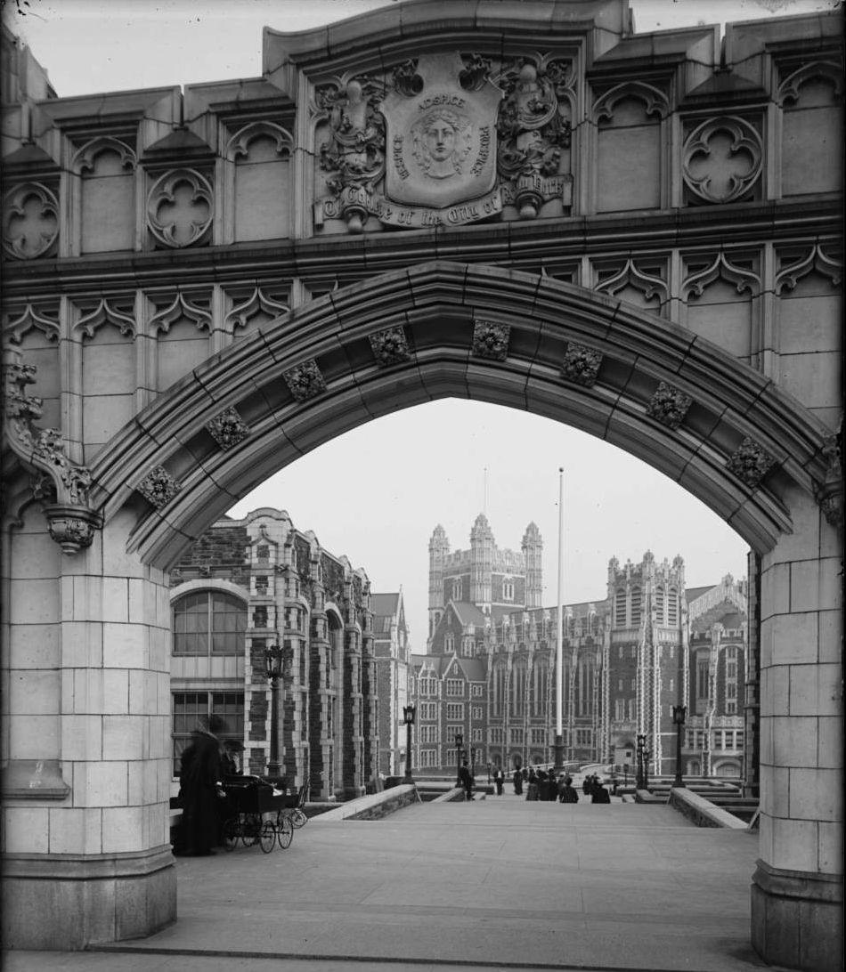 The College Of The City Of New York, Viewed Through The Entrance Arch, 1909.