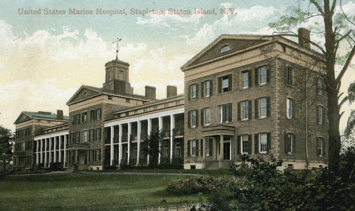 Hand-Colored Postcard Marked United States Marine Hospital, Stapleton, 1900.