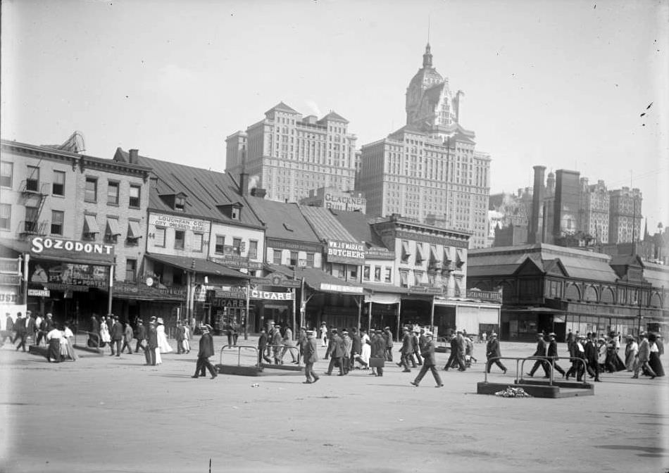West Street Showing Washington Market And The Lackawanna Hotel, 1909.