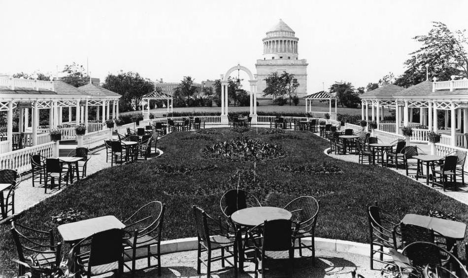 Manhattan: Garden Of The Claremont Inn, With Grant'S Tomb In The Background.