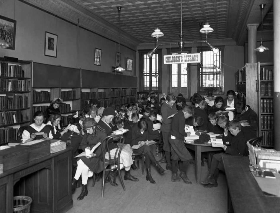 Children In The Children'S Reading Room Of The Broadway (Steinway) Branch Of The Queens Public Library, 1917.