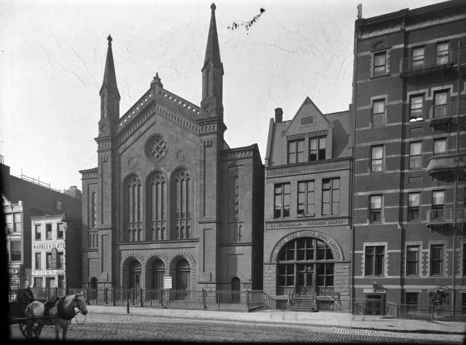 The Central Baptist Church And The George Bruce Branch Of The New York Free Circulating Library, New York City, 1900S.