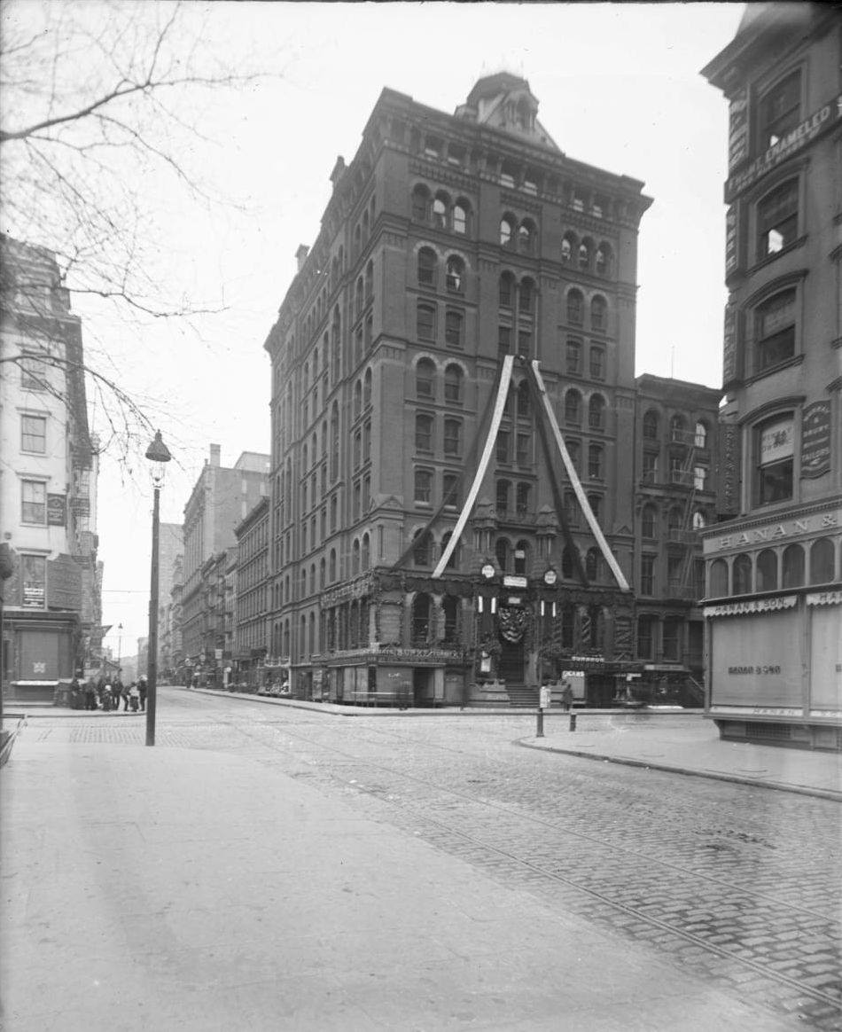 The Evening Post Building, Decorated For The Paper'S 100Th Anniversary, 1901.