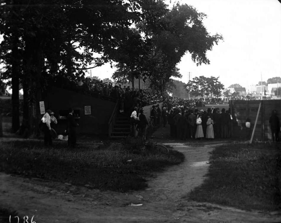 Crowds Watching A Baseball Game, Crotona Park, Bronx, 1900.