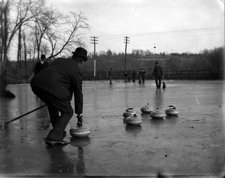 Curling On Van Cortlandt Lake, Van Cortlandt Park, Bronx, 1902.