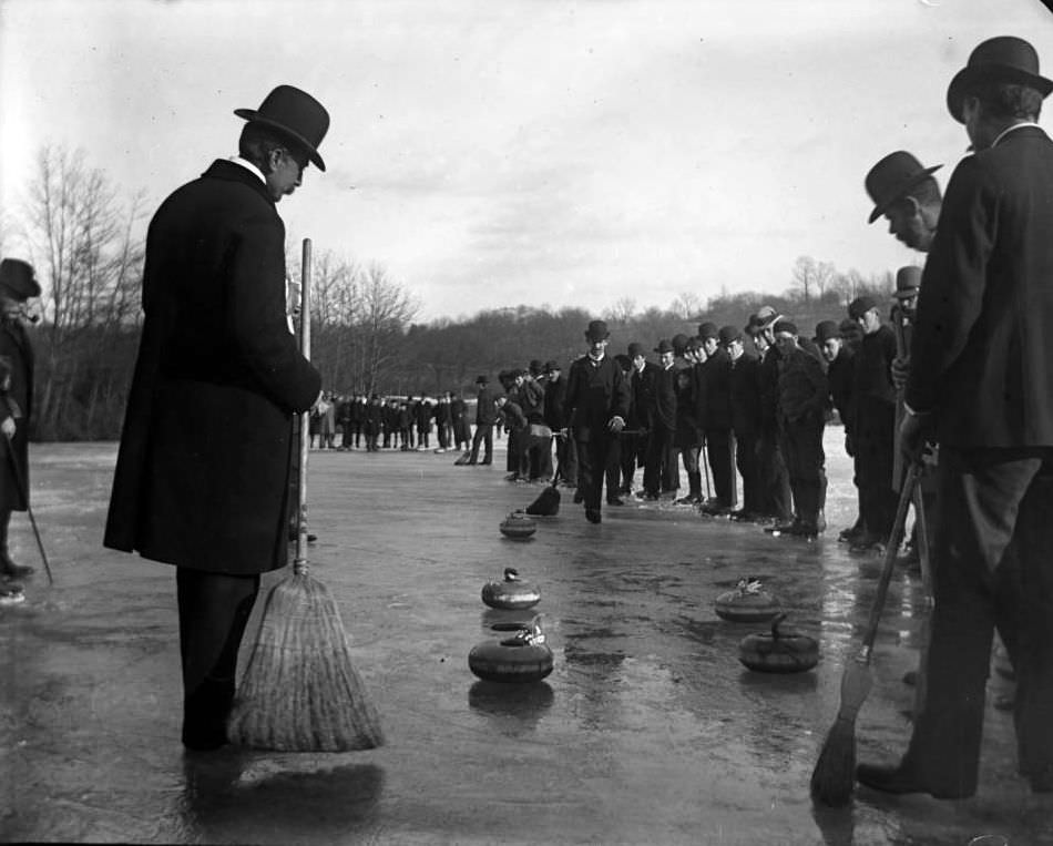 Curling On Van Cortlandt Lake, Van Cortlandt Park, Bronx, 1902.