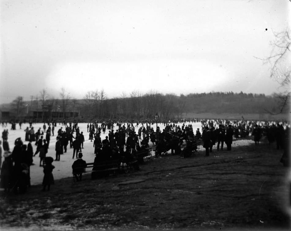 Ice Skaters On Van Cortlandt Lake, Van Cortlandt Park, Bronx, 1902.