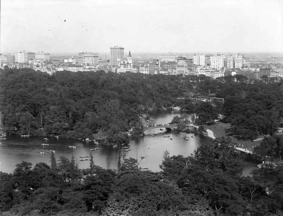 High Angle View Of Central Park From The West Side, Looking East, New York City, 1910S.