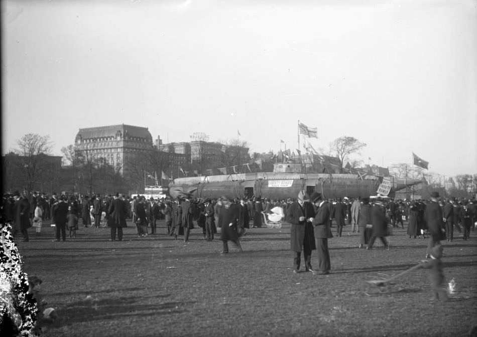 Liberty Bond Sales Drive Using German U-Boat Uc-5, Central Park, New York City, 1917.