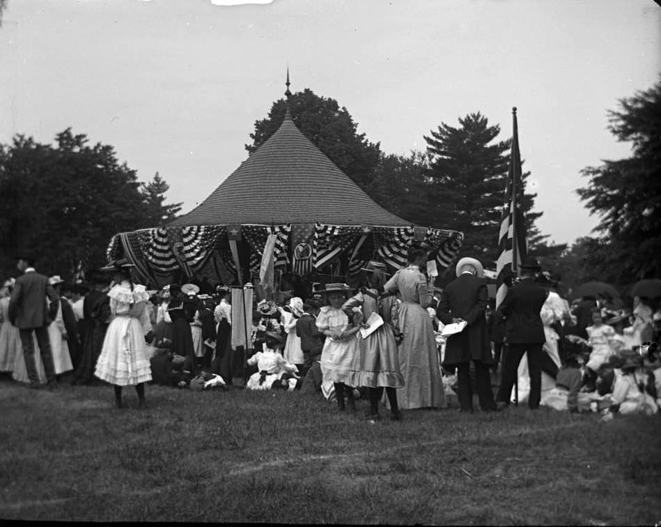 Pavilion Draped In Bunting At The Sunday Schools Parade In Claremont Park, Bronx, 1903.