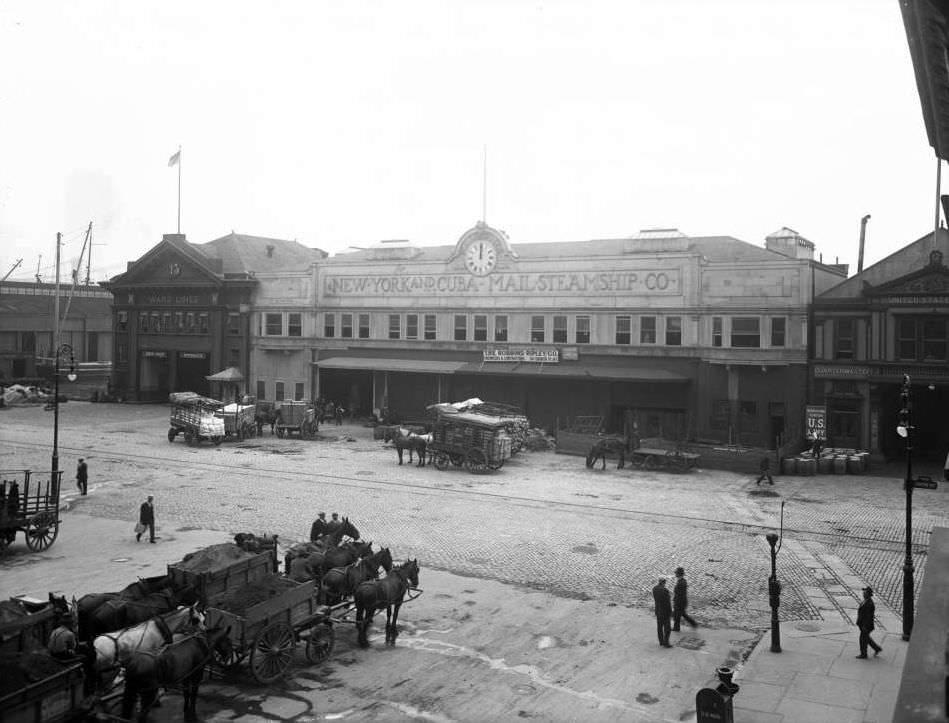 Bulkhead Shed Offices For The New York And Cuba Mail Steamship Company, Pier 13, New York City, 1916.