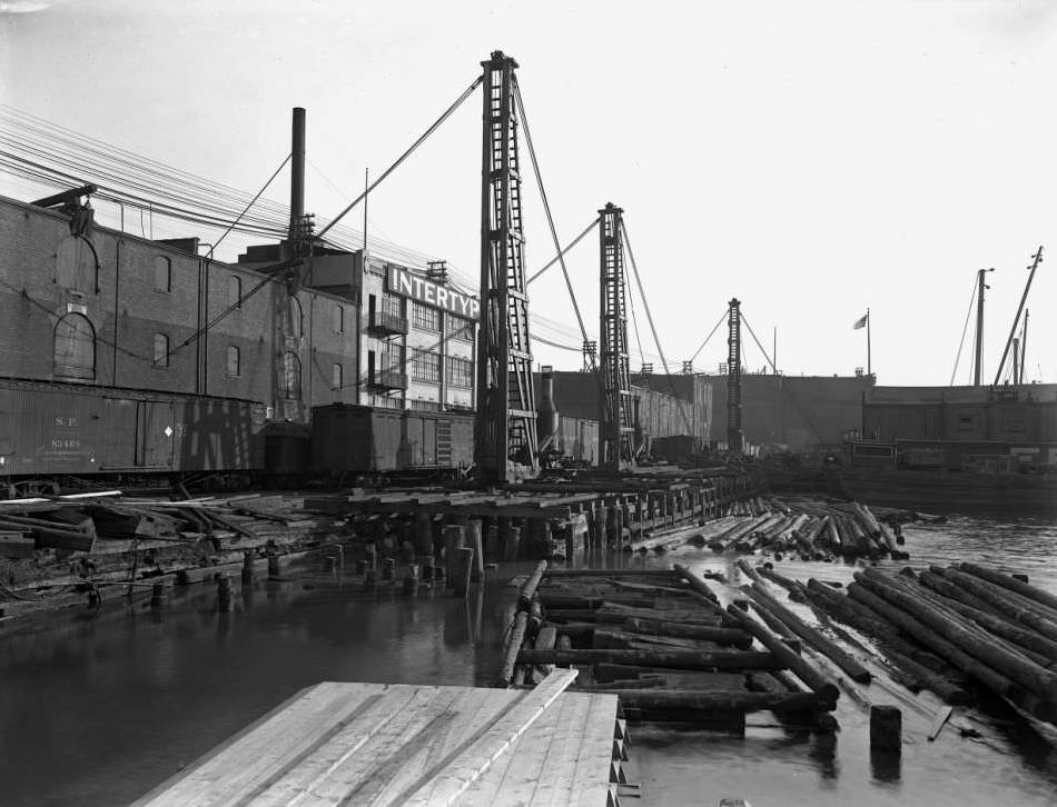 Bulkhead Construction On Pier 15, Brooklyn, Looking South, 1919.
