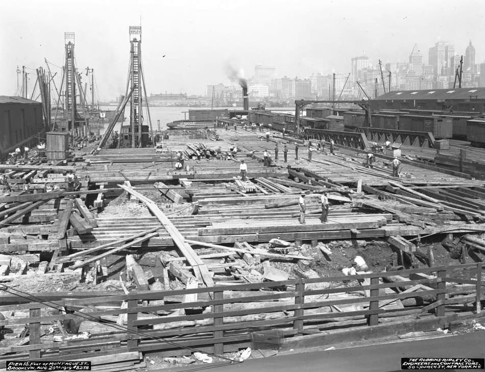 Pier 15 At The Foot Of Montague Street, Under Construction, Brooklyn, 1919.
