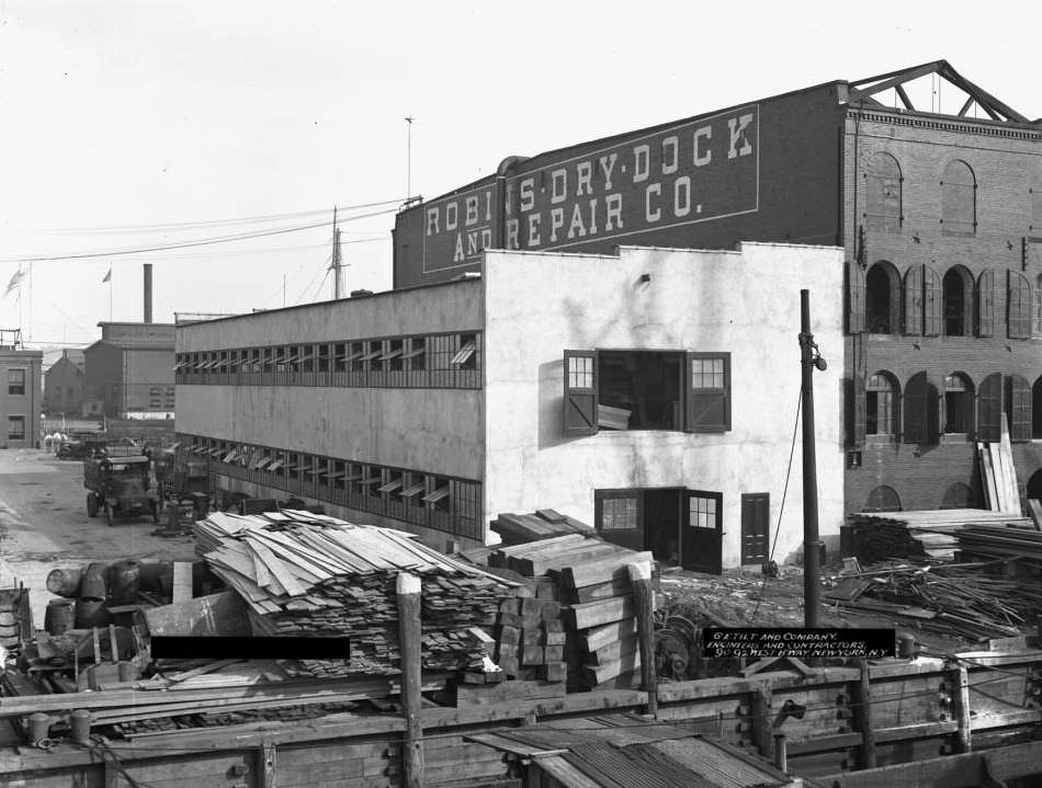 Robins Dry Dock And Repair Company Pattern Shop Under Construction, Erie Basin, Brooklyn, 1917.