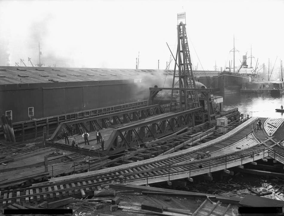 Moving Transfer Bridge At The Foot Of Amity Street, Brooklyn, 1919.