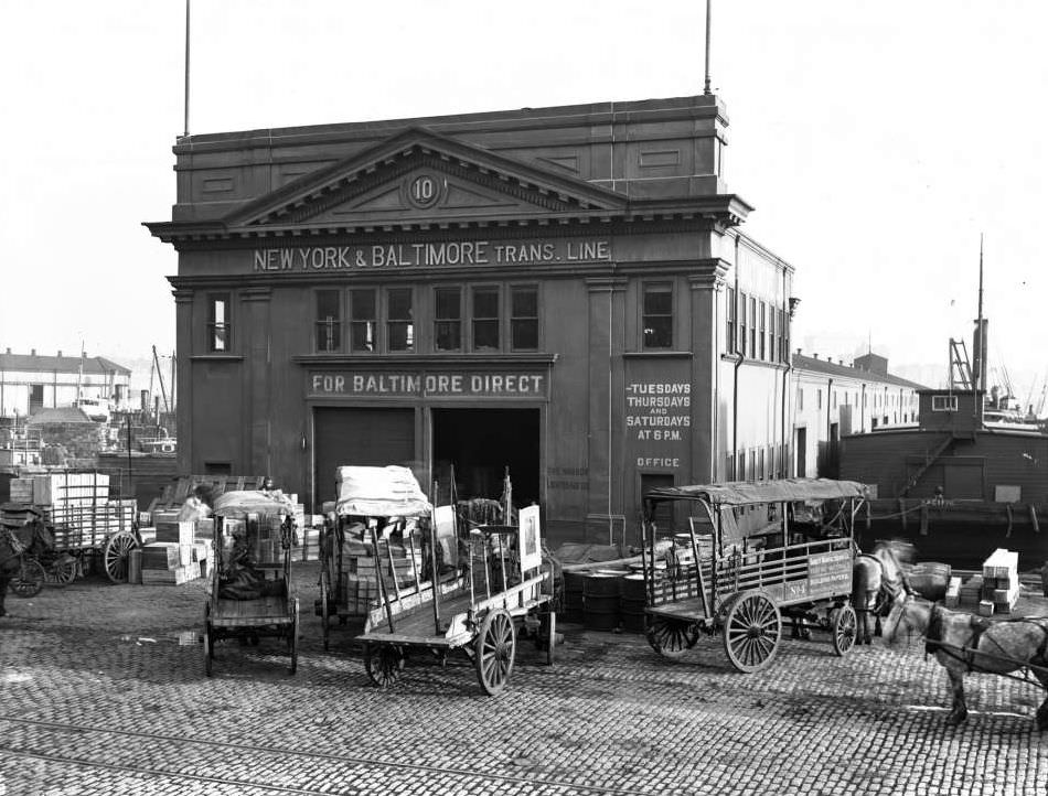New York &Amp;Amp; Baltimore Transportation Company, Pier 10, East River, New York City, 1916.