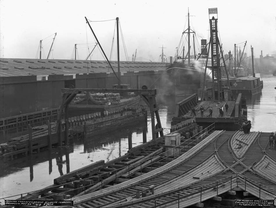 Moving Transfer Bridge At The Foot Of Amity Street, Brooklyn, 1919.
