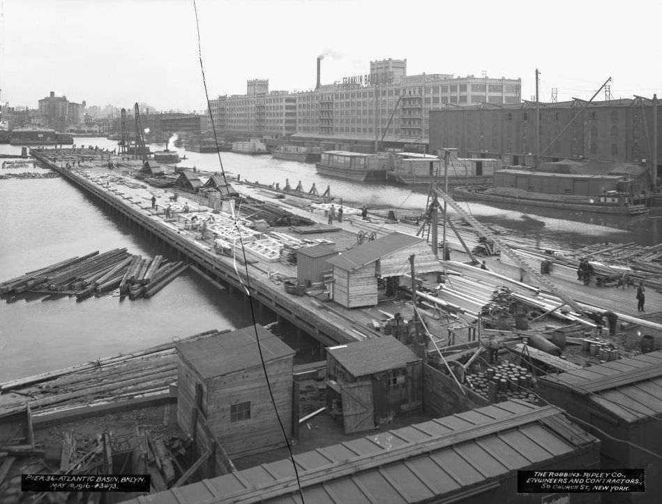 Pier 36, Atlantic Basin, Brooklyn, 1916.