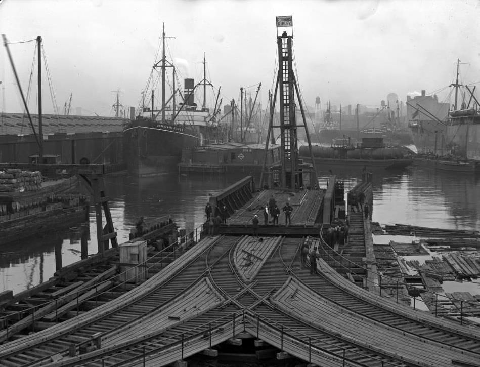 Moving Transfer Bridge At The Foot Of Amity Street, Brooklyn, 1919.