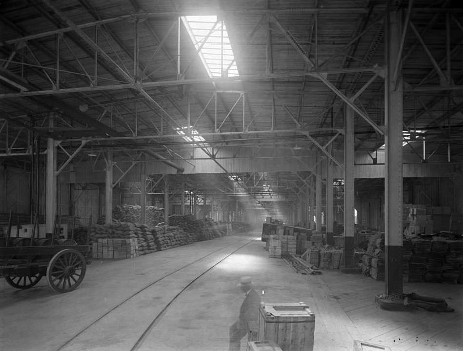Interior Of Pier 30, Brooklyn, 1919.