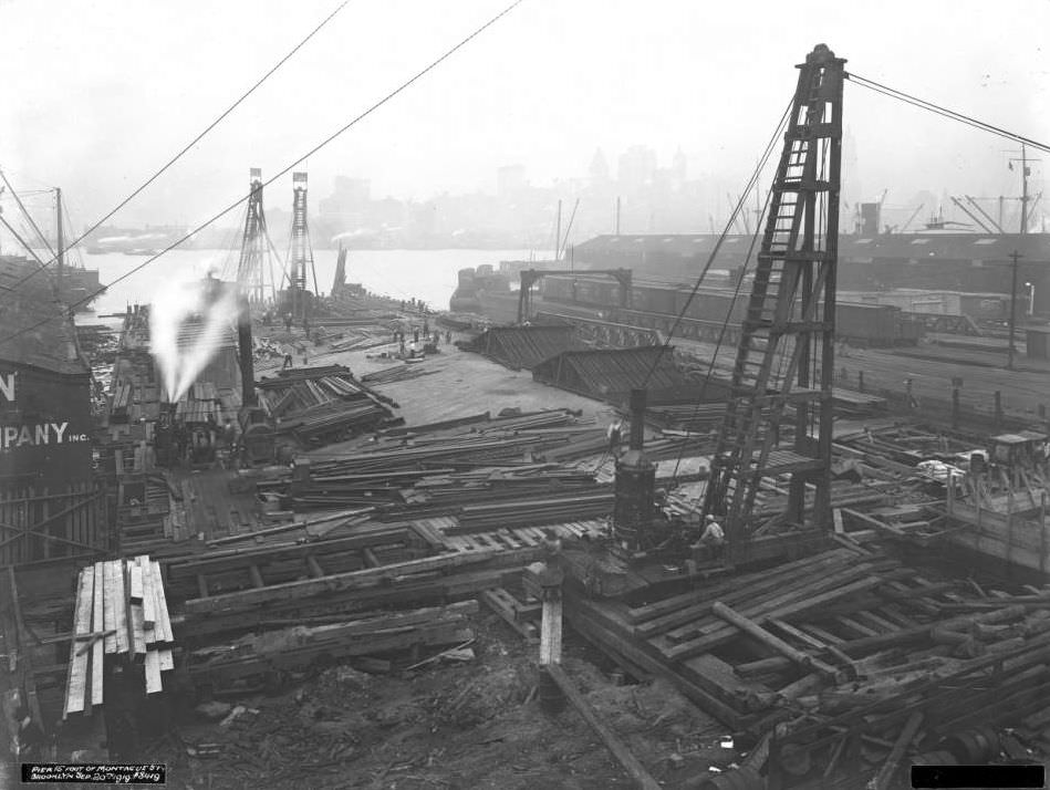 Pier 15 At The Foot Of Montague Street, Under Construction, Brooklyn, 1919.