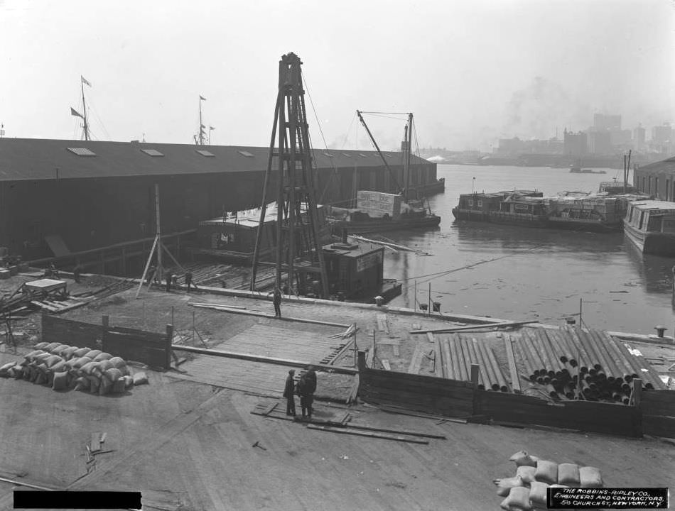 Pier 9 1/2, At The Foot Of Clark Street, Brooklyn, Showing Construction Just Beginning, 1917.