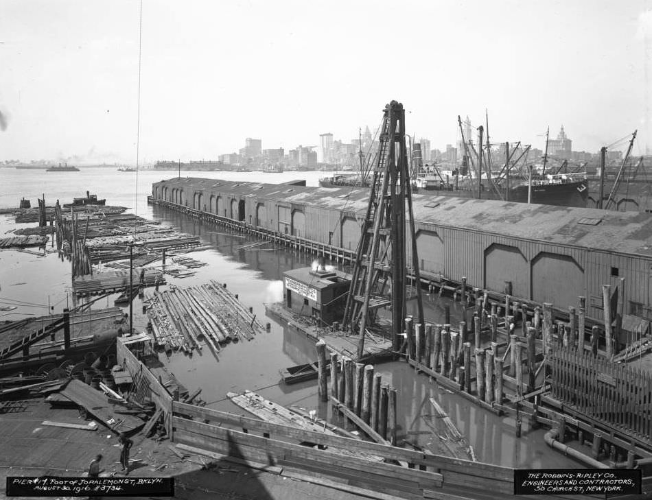 Pier 17, Joralemon Street, Brooklyn, View From Store 67, 1916.