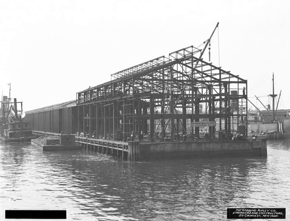 Pier 36, Viewed From Barges, Brooklyn, 1916.