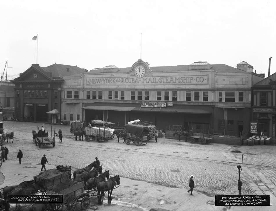 Bulkhead Shed Offices For The New York And Cuba Mail Steamship Company, Pier 13, New York City, 1916.