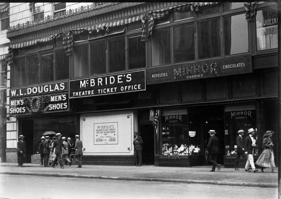 Storefront Of Mcbride'S Ticket Office, 1916.