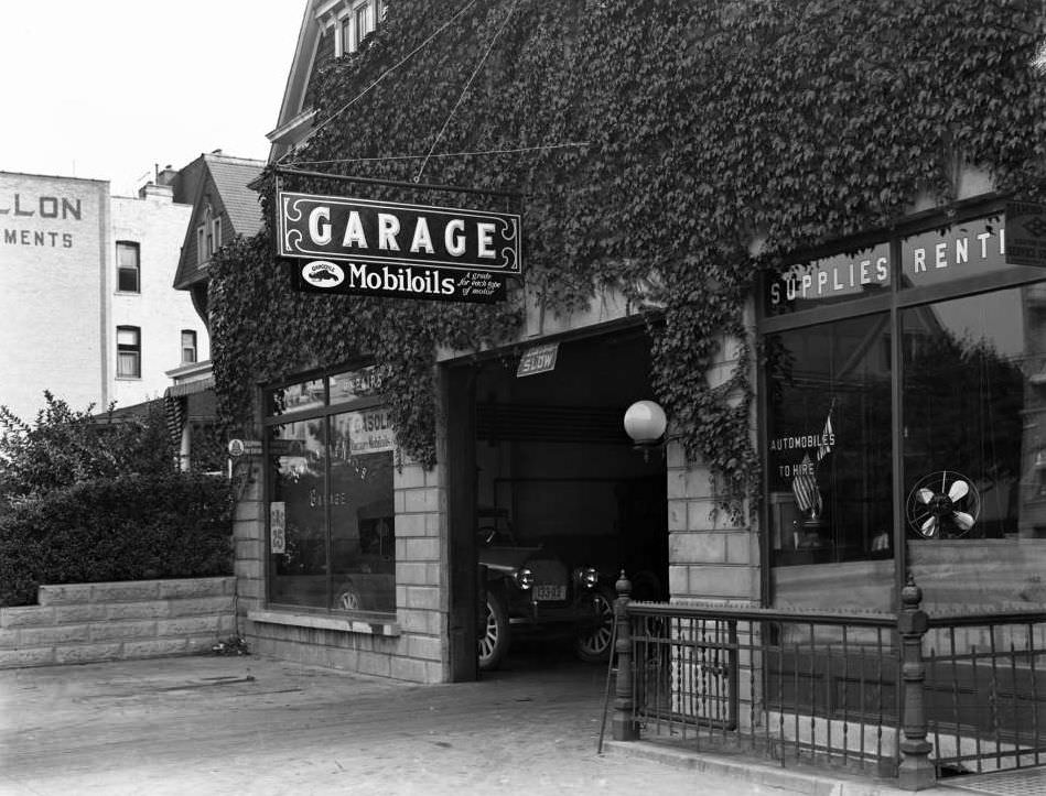 Storefront Of Unidentified Garage, 1916.