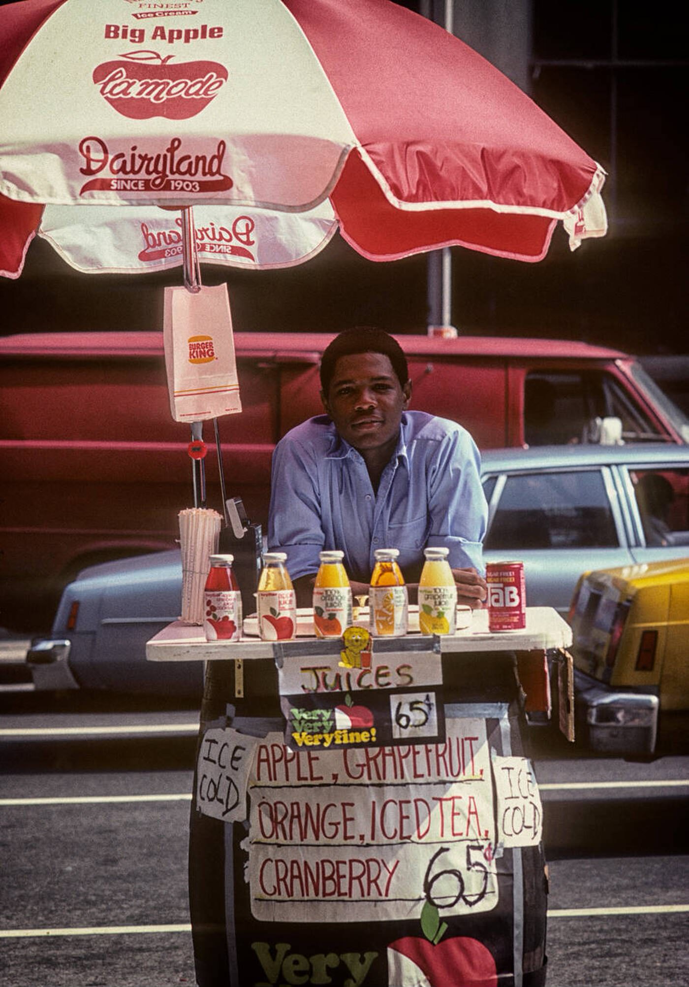 Big Apple Juice Vendor, New York, 1981.