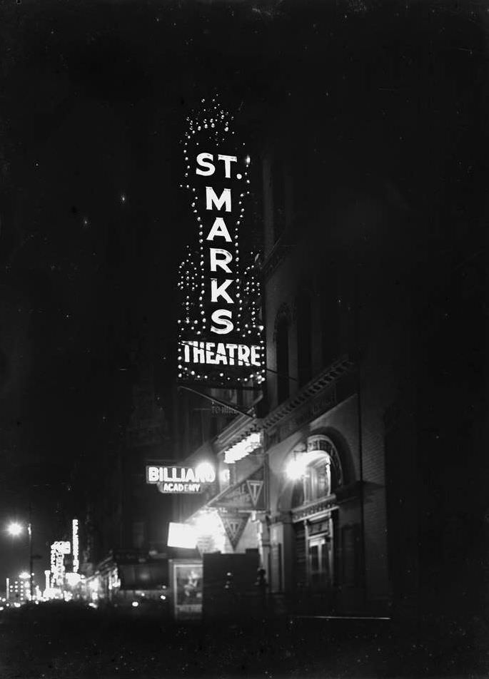 The St. Mark'S Theatre Illuminated Sign, 1917.