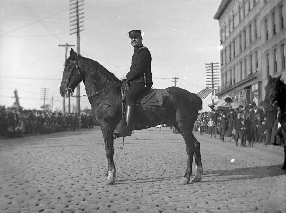 Lieutenant-Colonel Nathaniel Blunt Thurston Of The 22Nd Regiment N.g.n.y. On Horseback During The Parade To The New Armory, Bronx, 1902.