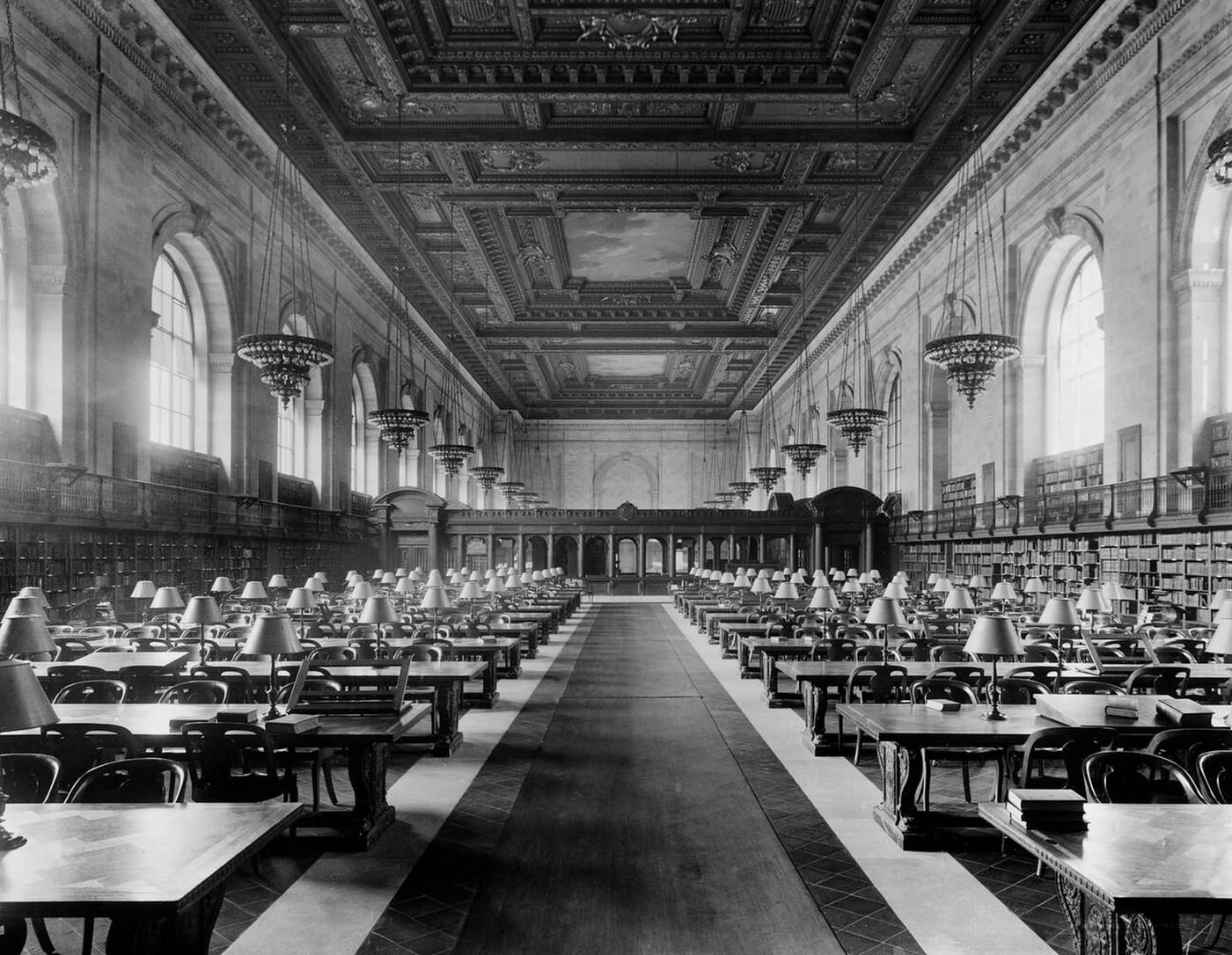 Main Reading Room, New York Public Library Main Branch, 1910S.